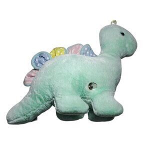 Vtg Eden Baby Plush Dinosaur Stuffed Animal Toy 12" Green Musical Polka Dot Toy